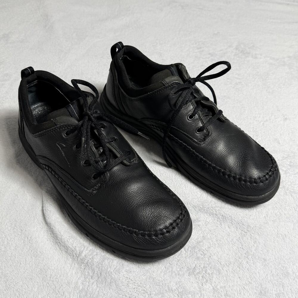 Clark’s Black Leather Lace Up Travel Trek Comfort Walking Shoes - Size 9.5 M